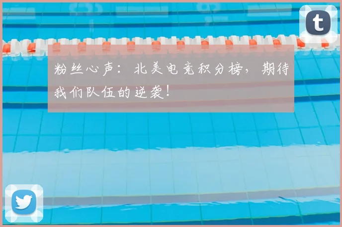 粉丝心声：北美电竞积分榜，期待我们队伍的逆袭！